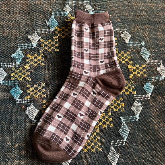 NWT Tiepology socks in Heart Plaid - Picture 4 of 4